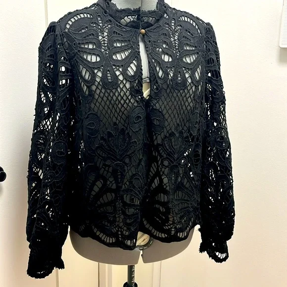 Anthropologie Black Lace Blouse - Picture 3 of 6